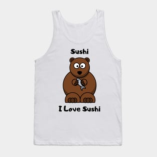 Bear with Fish Sushi design Tank Top